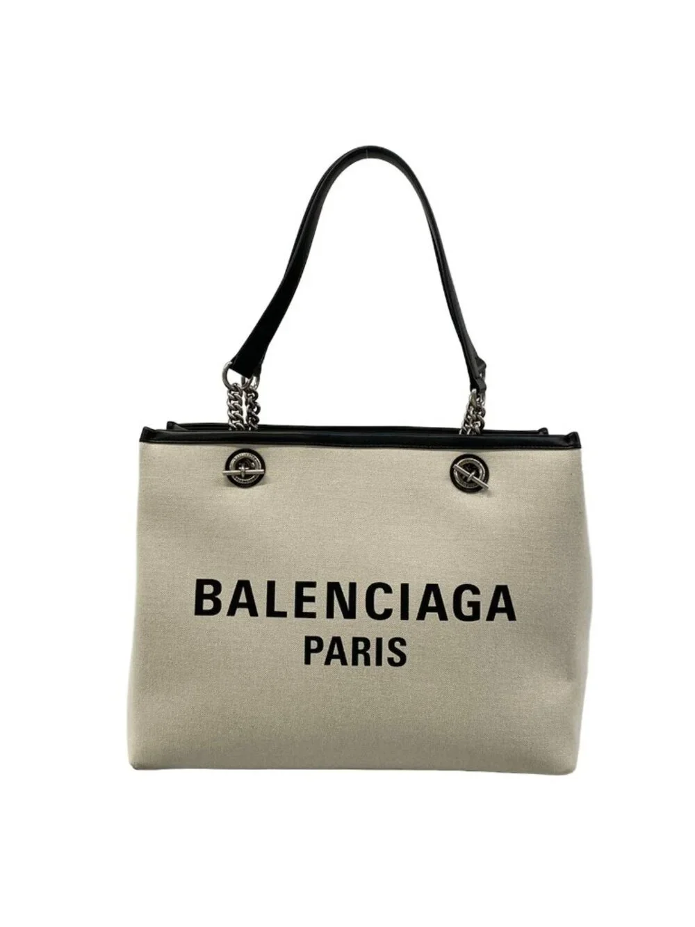 Balenciaga Tote Duty Ivory Black Leather